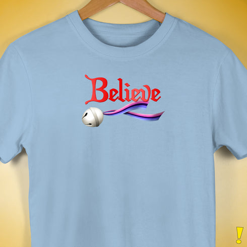 Believe Omnisexial Pride Flag Jingle Bell Premium Unisex T-Shirt - Baby Blue